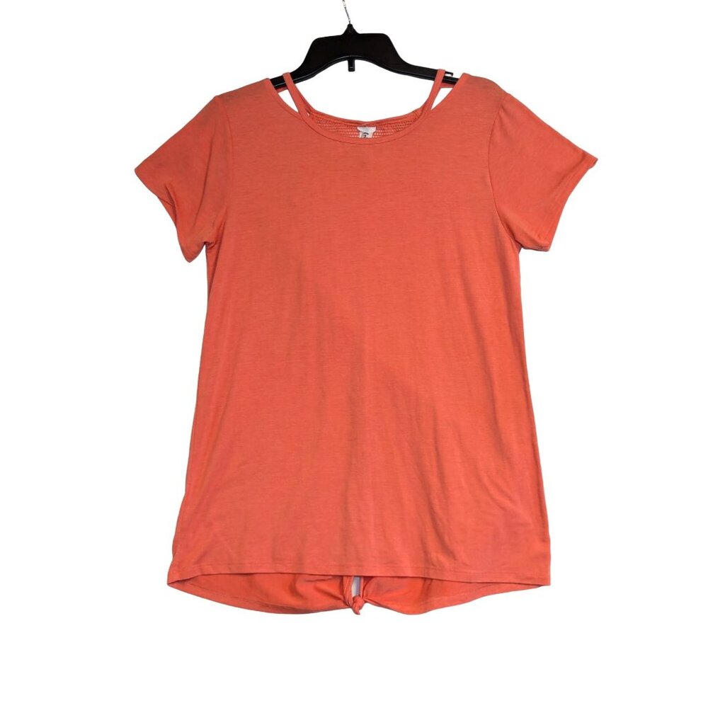 Champion Womens Coral Athletic Tee Medium Straps Back Mesh